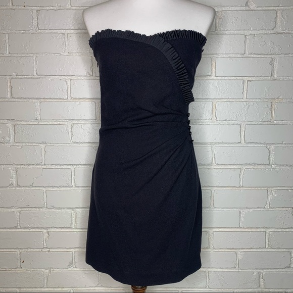 Paul & Joe's Strapless Black Wool Crepe Cocktail Mini Sweetheart Dress Women 6 - Picture 3 of 14